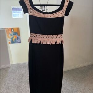 INTERMIX Black Dress with Pink Crochet Accents